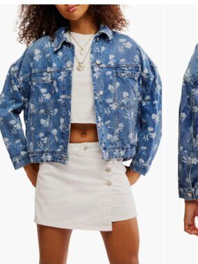 Opal Floral Swing Denim Jacket